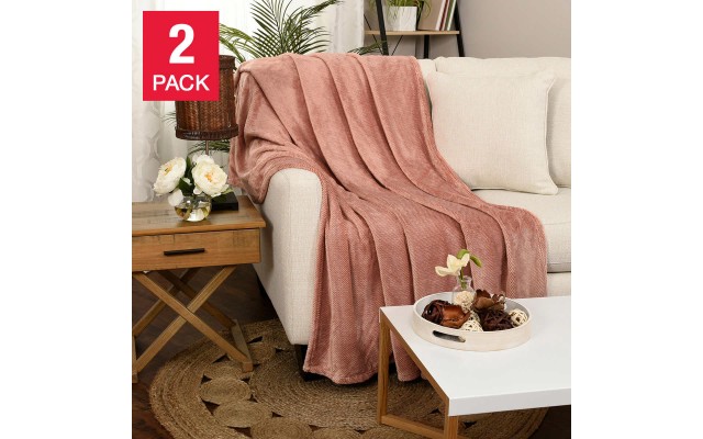 Life Comfort 2-Pack Eco Plush Throw 60 in. x 70 in, Pink