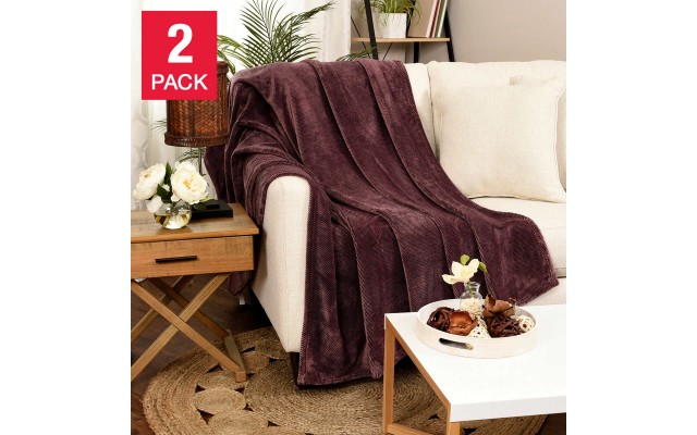 Life Comfort 2-Pack Eco Plush Throw 60 in. x 70 in, Purple