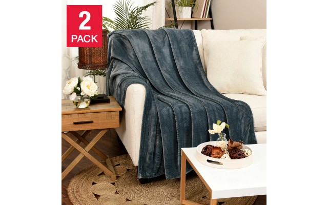 Life Comfort 2-Pack Eco Plush Throw 60 in. x 70 in, Teal