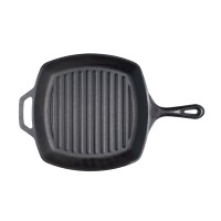 Lodge 10.5″ Cast Iron Square Grill Pan with Red Hot Handle Holder, The Right Tool to Sear, Bake, Broil, Braise, Fry or Grill