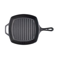 Lodge 10.5″ Cast Iron Square Grill Pan with Red Hot Handle Holder, The Right Tool to Sear, Bake, Broil, Braise, Fry or Grill