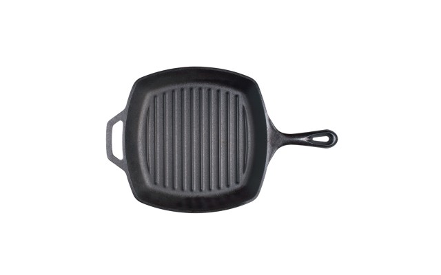  10.5″ Cast Iron Square Grill Pan with Red Hot Handle Holder, The Right Tool to Sear, Bake, Broil, Braise, Fry or Grill