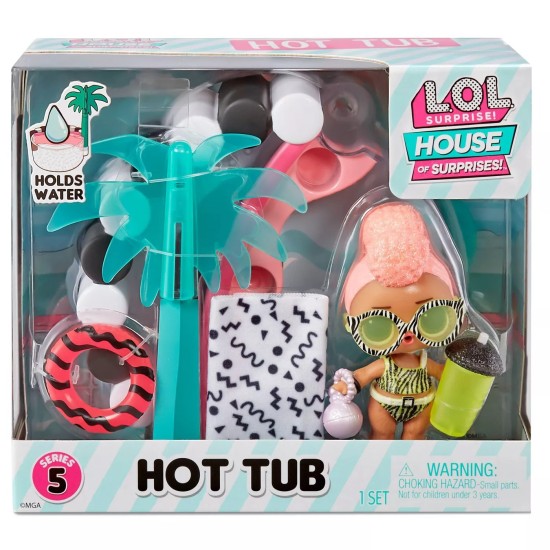 LOL Surprise OMG House of Surprises Hot Tub Playset with Yacht B.B. Collectible Doll and 8 Surprises