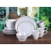 16 Piece Stoneware Scroll Dinnerware Set, White