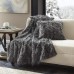  Edina 20″ Square Faux-Fur Decorative Pillow, Black