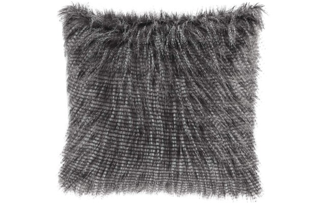  Edina 20″ Square Faux-Fur Decorative Pillow, Black