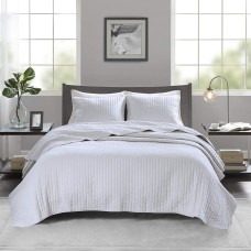 Madison Park Keaton 2-Piece Twin/Twin XL Quilted Coverlet Set (Twin/Twin XL(68″x90″), Stripe White, 2 Piece)