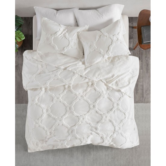  Pacey Full/Queen 3 Piece Cotton Chenille Geometric Coverlet Set