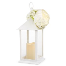 Martha Stewart Collection Spring White Lantern with Artificial Flower