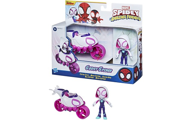  Spidey and His Amazing Friends Ghost-Spider Action Figure and Copter-Cycle Vehicle