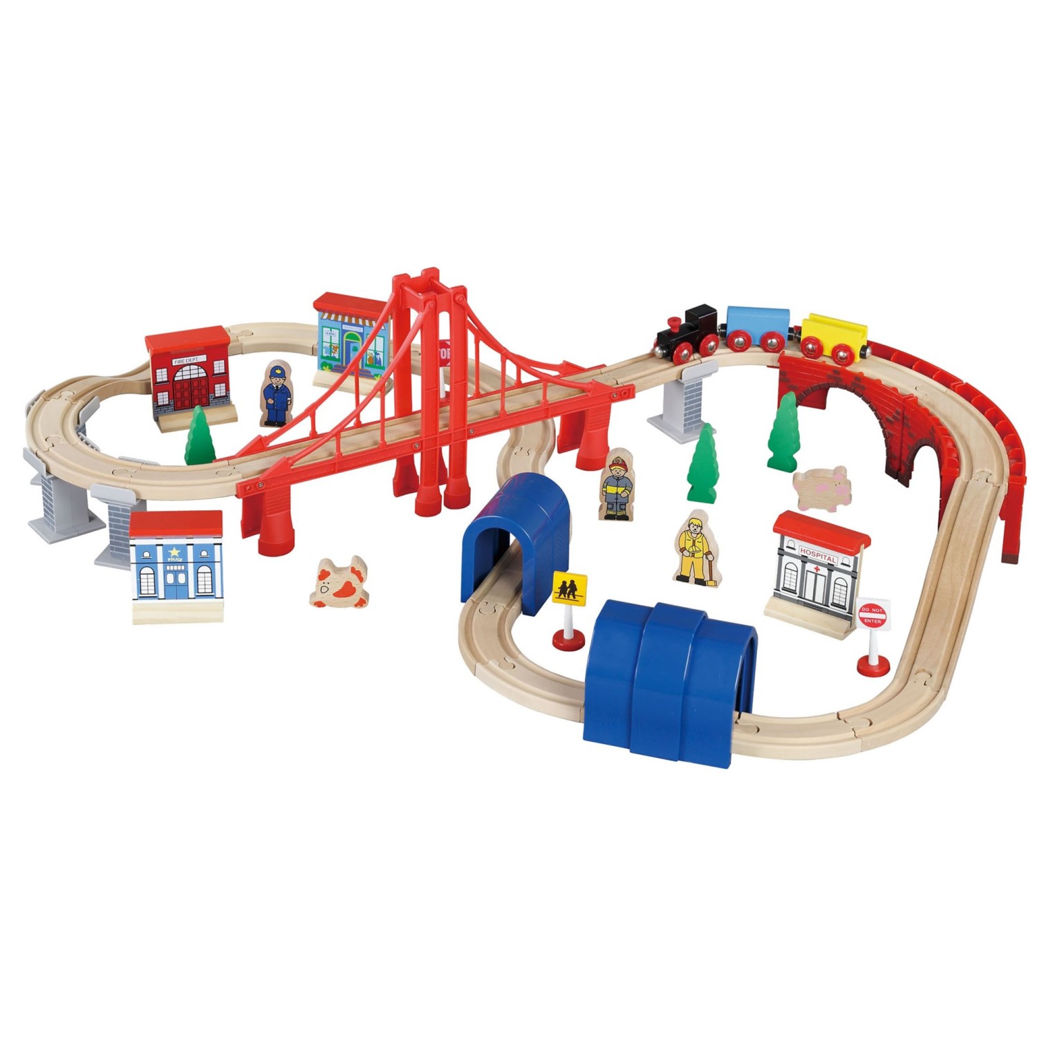 Maxim Enterprise 60-Pc. Wooden Train Set