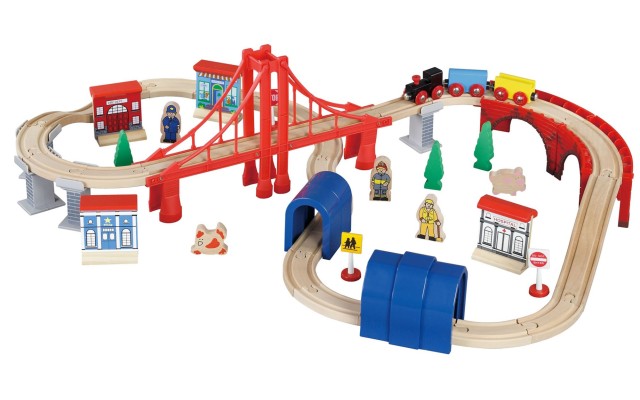 Maxim Enterprise 60-Pc. Wooden Train Set