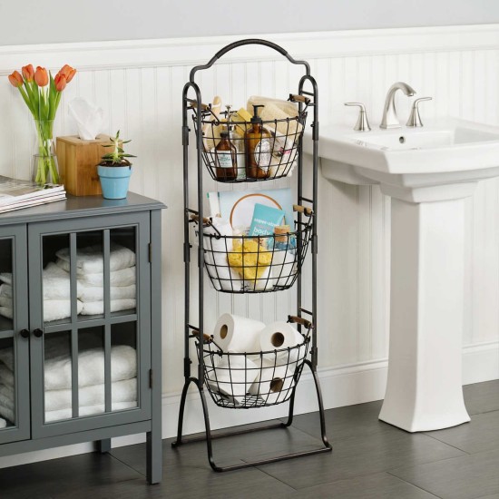  Harbor 3-Tier Handcrafted Antique Market Basket