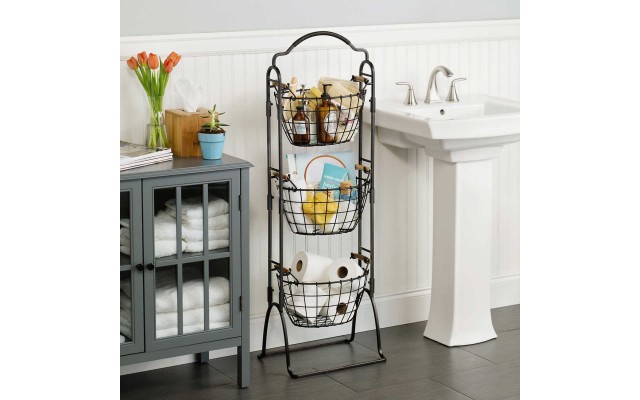  Harbor 3-Tier Handcrafted Antique Market Basket