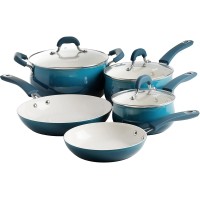 Oster Corbett Nonstick Aluminum Cookware Set in Teal 8-Pc.