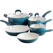 Oster Corbett Nonstick Aluminum Cookware Set in Teal 8-Pc.