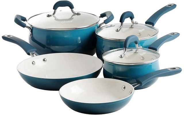  Corbett Nonstick Aluminum Cookware Set in Teal 8-Pc.