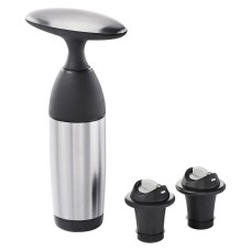 OXO Vacuum Wine Preserver with Two Stoppers, Black