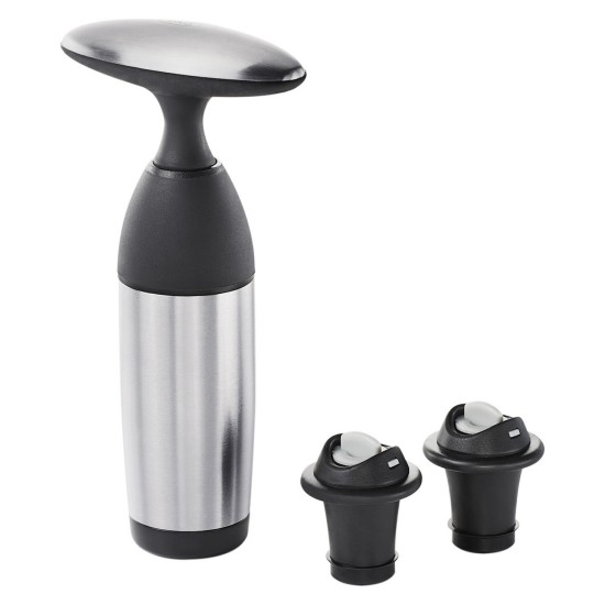  Vacuum Wine Preserver with Two Stoppers, Black