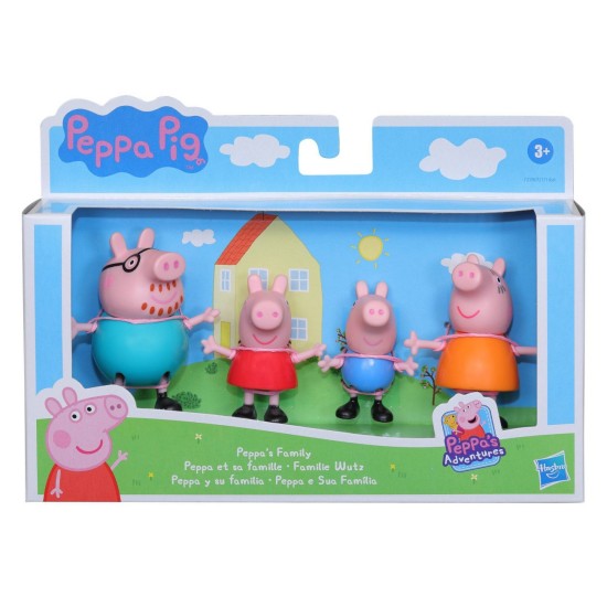 Peppa Pig Peppa’s Adventures Peppa’s Family Figure 4-Pack Toy, Multicolor