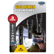 Police Security 3-Pack of 600-Lumen Exceptionally Bright Flashlights