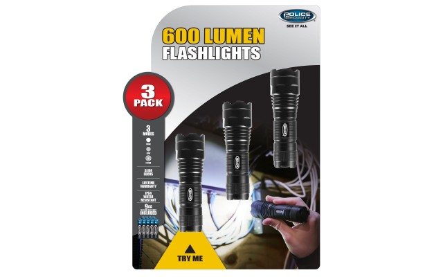  3-Pack of 600-Lumen Exceptionally Bright Flashlights