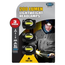 Police Security Chip-on-Board COB Technology 200-Lumen 3-Pack Connector Lightweight Headlamps