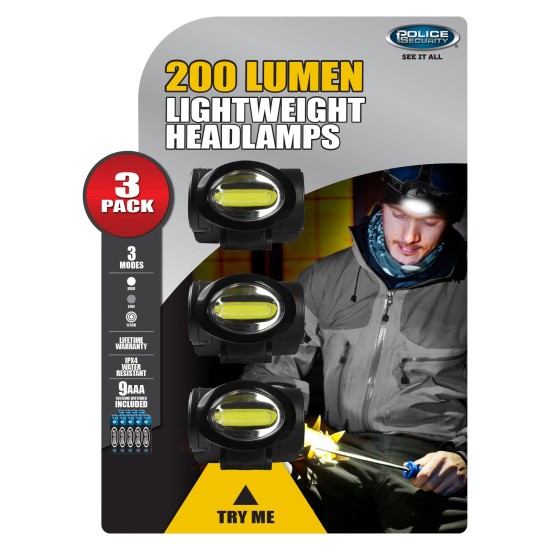  Chip-on-Board COB Technology 200-Lumen 3-Pack Connector Lightweight Headlamps