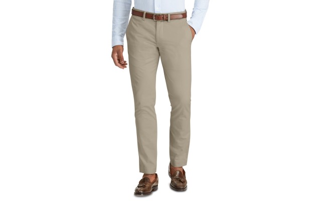  Men’s Straight-Fit Stretch Chino Pants, Beige 33×32