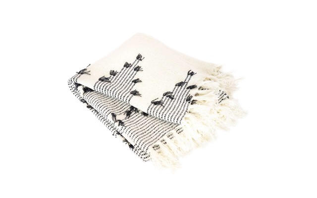  Lightweight Boho Throw 50” x 70” Soft Feel, Black