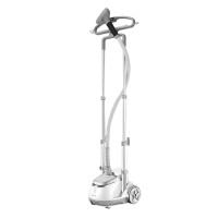 SALAV Professional GS45-DJ Dual Bar Garment Steamer with Foot Pedal Controls, Silver