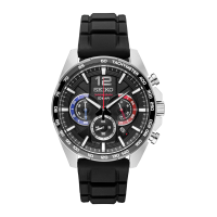 Seiko Men's Stainless Steel Japanese Quartz Silicone Strap, Casual Watch, Black Model: SSB347