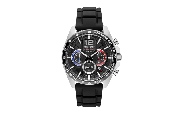  Men's Stainless Steel Japanese Quartz Silicone Strap, Casual Watch, Black Model: SSB347