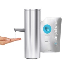 simplehuman Touch-Free  Sensor Soap or Sanitizer Dispenser Max & Floor Stand, Smart Adaptive Sensor Technology Prevents False Triggers and Drips