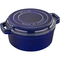 Staub 7 Quart Enameled Cast Iron Oven Safe up to 700°F Braise and Grill, Blue