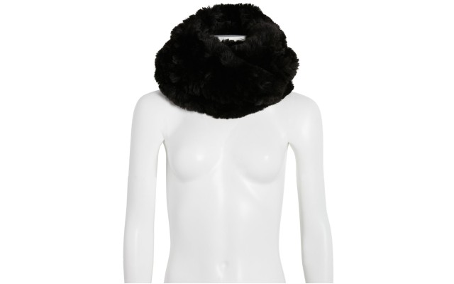  Faux-Fur Infinity Scarf, Black