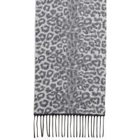 Steve Madden Leopard-Print Muffler Scarf, Gray
