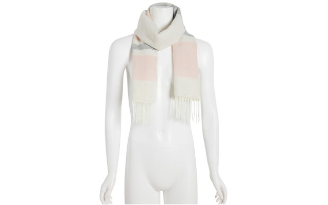  Lurex Striped Muffler Scarf, Natural