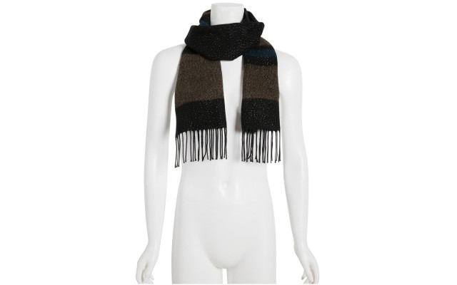  Lurex Striped Muffler Scarf, Navy