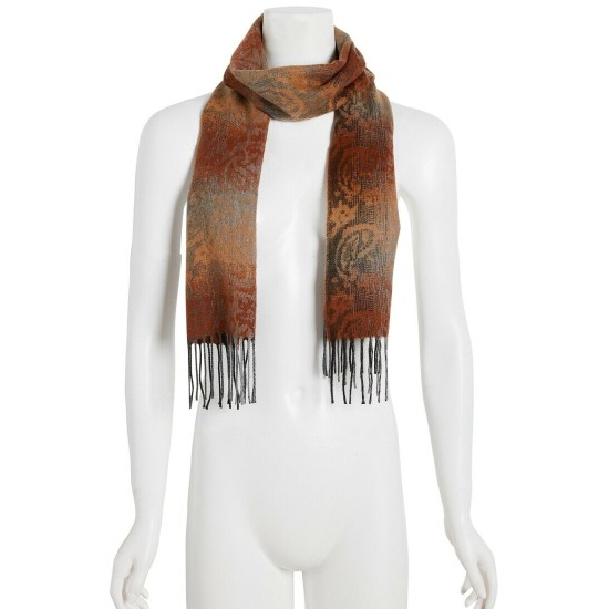  Mid Weight Ombre Paisley Muffler Scarf, Brown