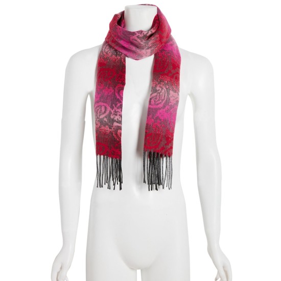  Mid Weight Ombre Paisley Muffler Scarf, Dark Pink