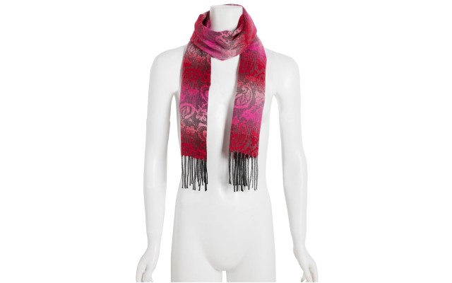  Mid Weight Ombre Paisley Muffler Scarf, Dark Pink