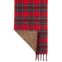 Steve Madden Plaid & Animal Print Reversible Blanket Wrap, Red One Size