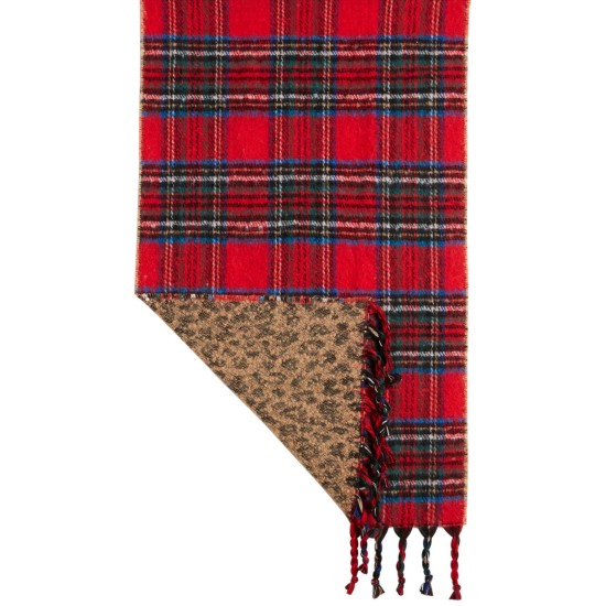  Plaid & Animal Print Reversible Blanket Wrap, Red One Size