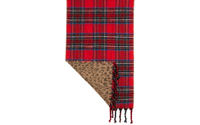  Plaid & Animal Print Reversible Blanket Wrap, Red One Size