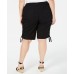 Style & Co. Womens Plus Mid Rise Cargo Bermuda Shorts, Black, 24W