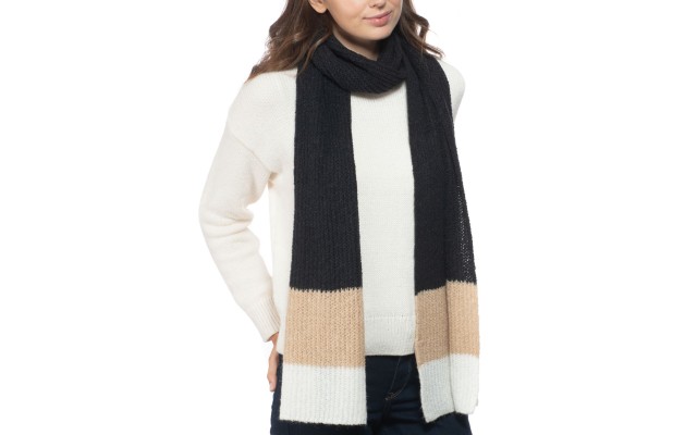 Style & Co Rib Striped Muffler Scarf, Black