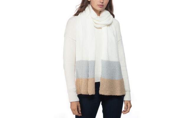 Style & Co Rib Striped Muffler Scarf, White