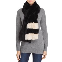 Surell Pieced Rabbit Fur Scarf, Black