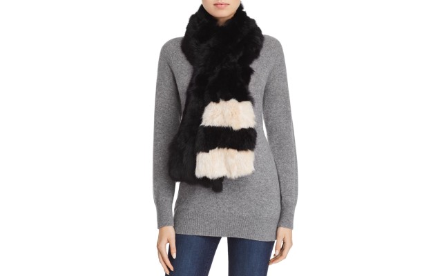  Pieced Rabbit Fur Scarf, Black